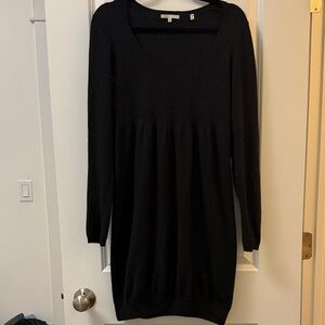 **Vince Elegant Black Long Sleeve Cashmere Dress**
